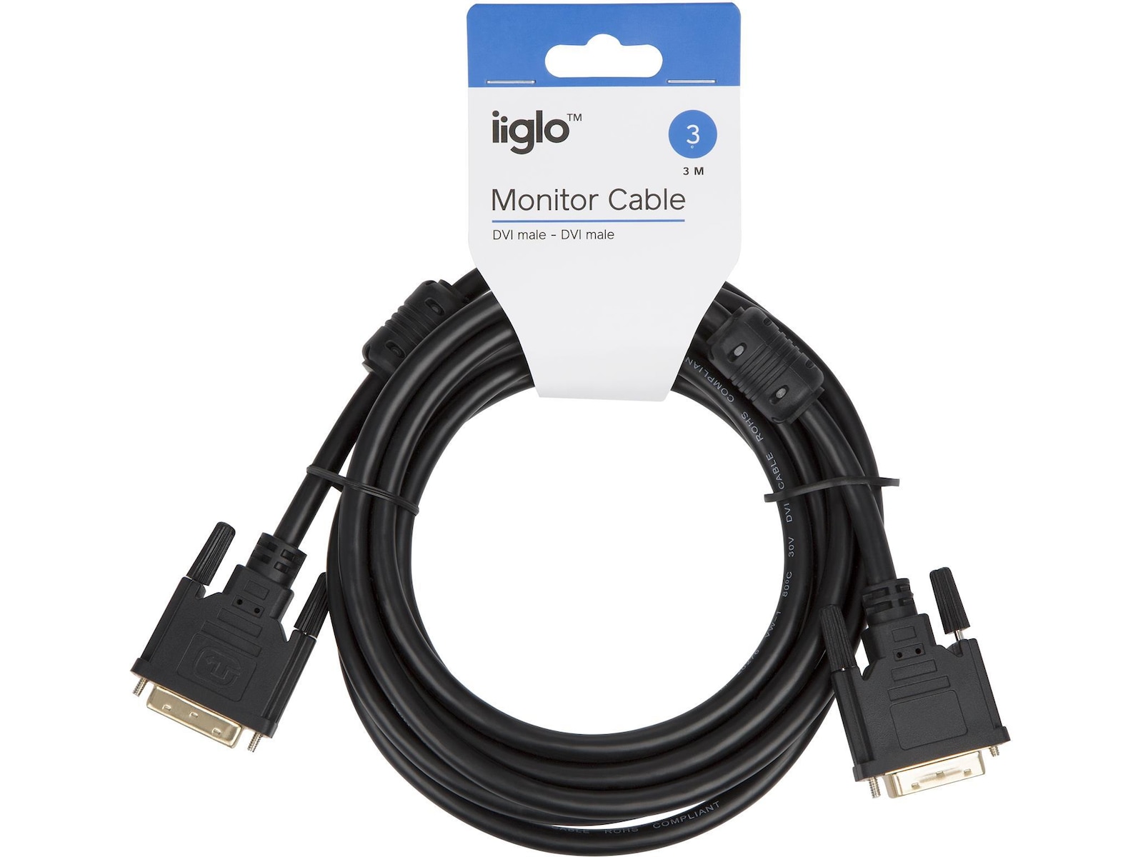 DVI-D kabel 3m (sort) Monitorkabler