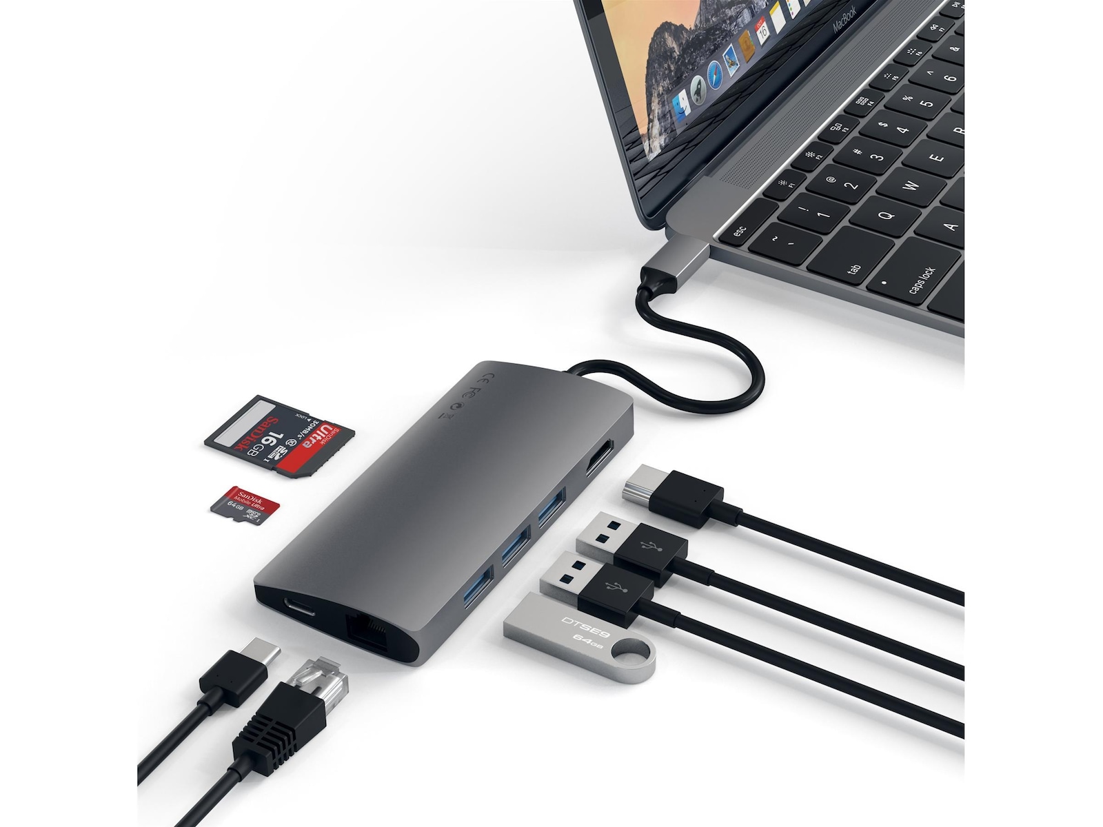 Satechi MultiPort 4K Docking V2 (stellargrå) Dockingstasjon & USB-HUB