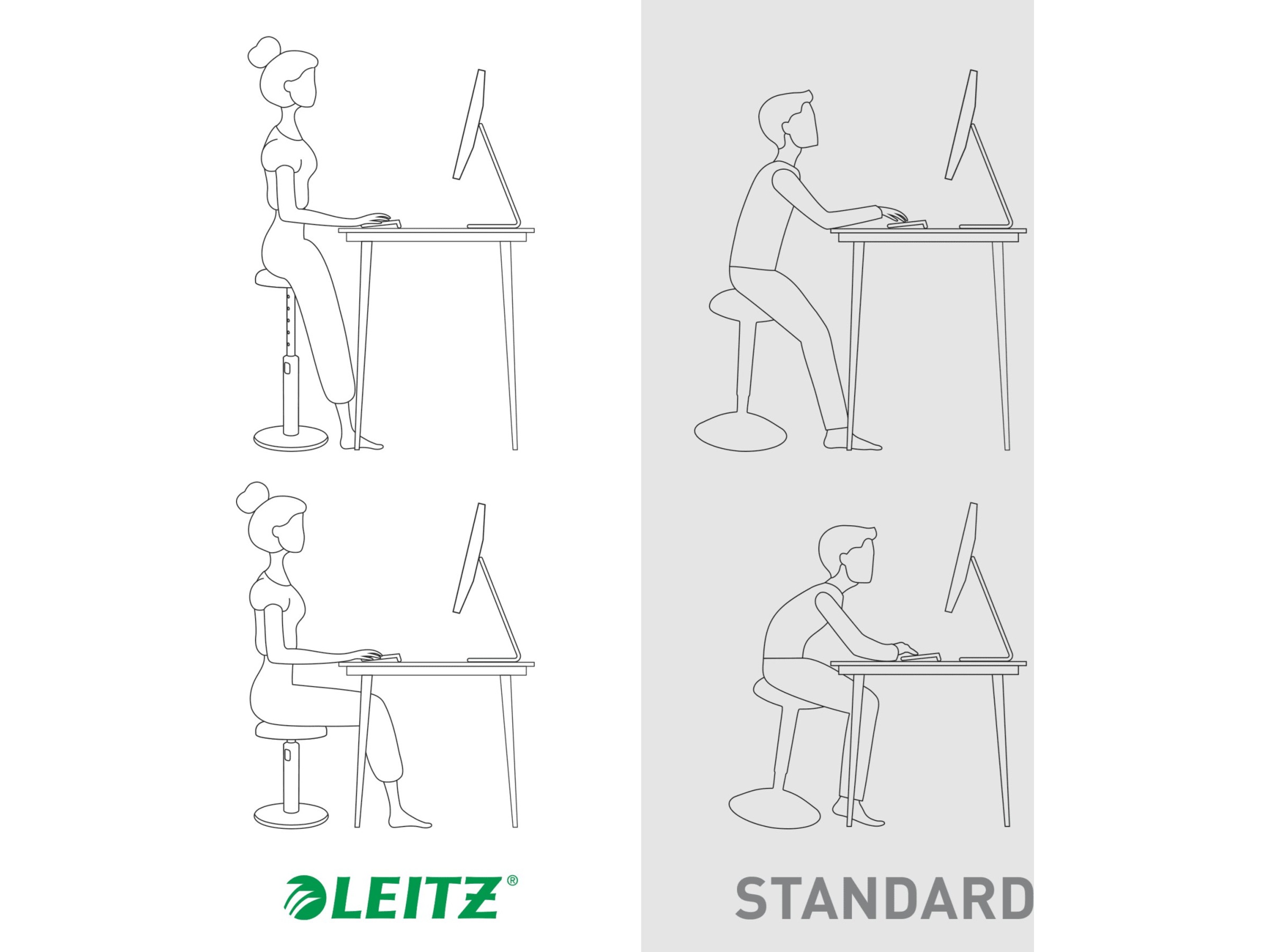 Leitz Ergo Cosy Active Sit Stand Balansestol (grå) Kontorstoler