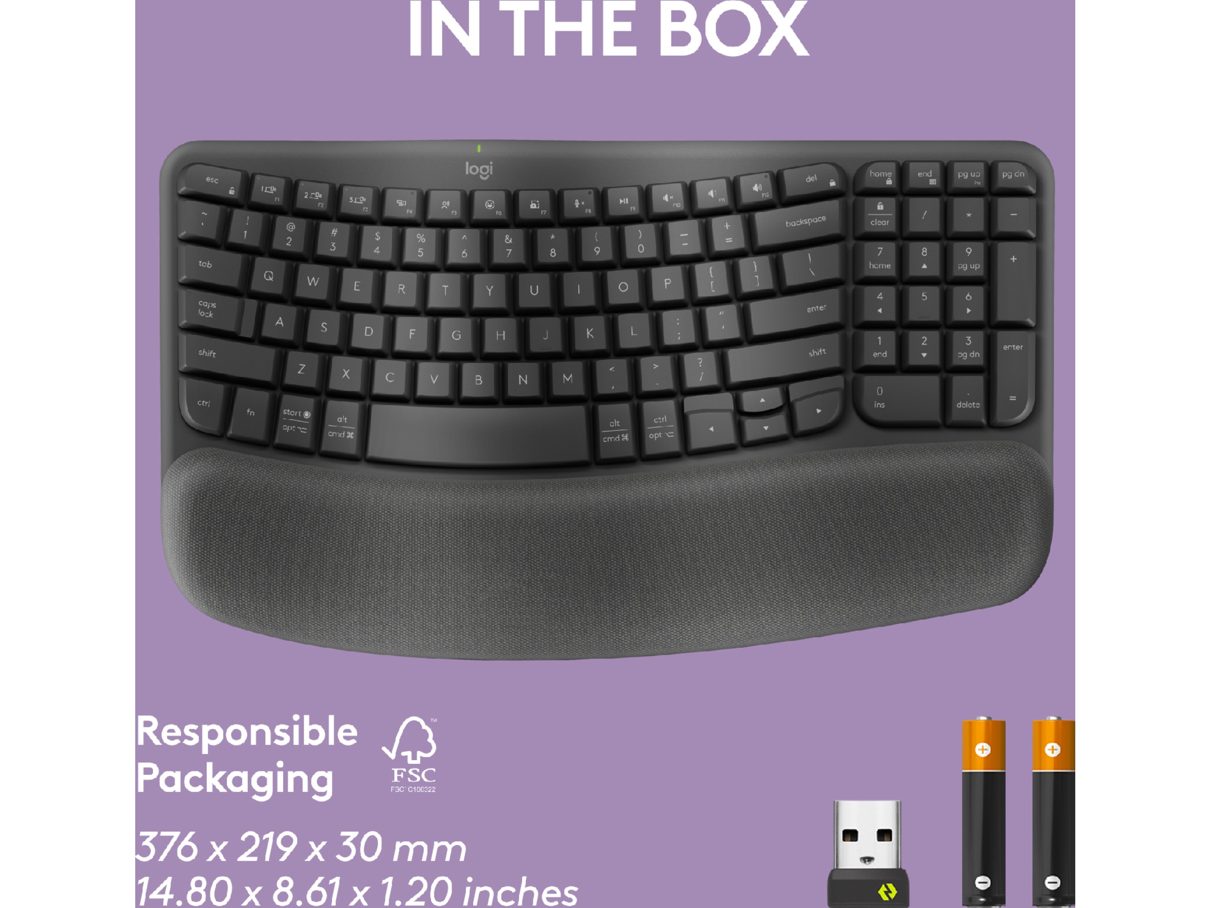 Logitech Wave Keys trådløst tastatur (grafitt) Tastatur