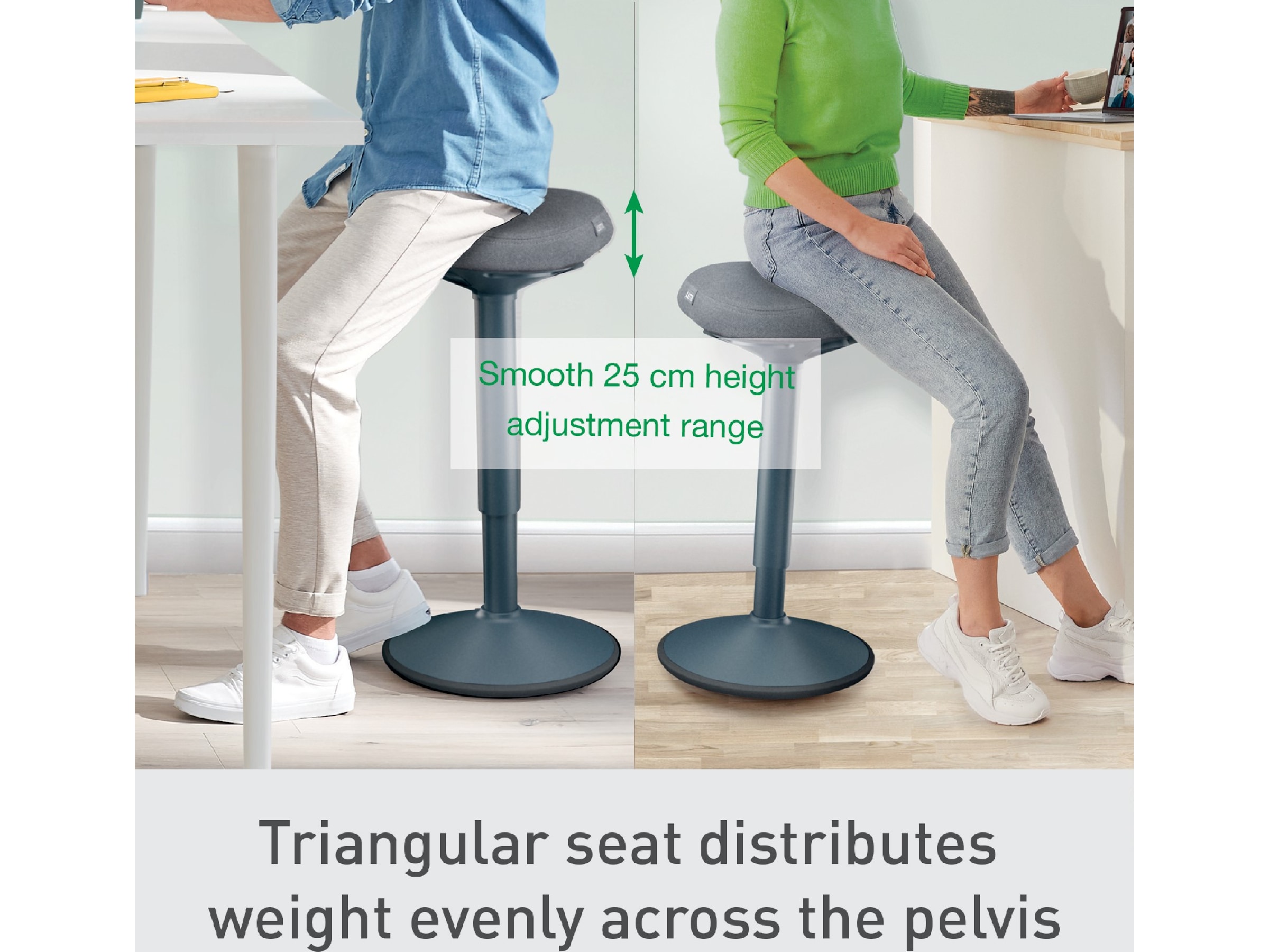 Leitz Ergo Active Balansestol sitt/stå, komfortsete, høyde 57-82 cm Kontorstoler