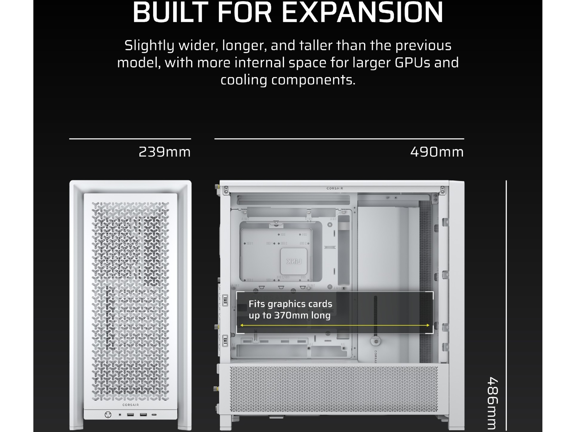 Corsair FRAME 4000D Mid-Tower (hvit) Midi tower