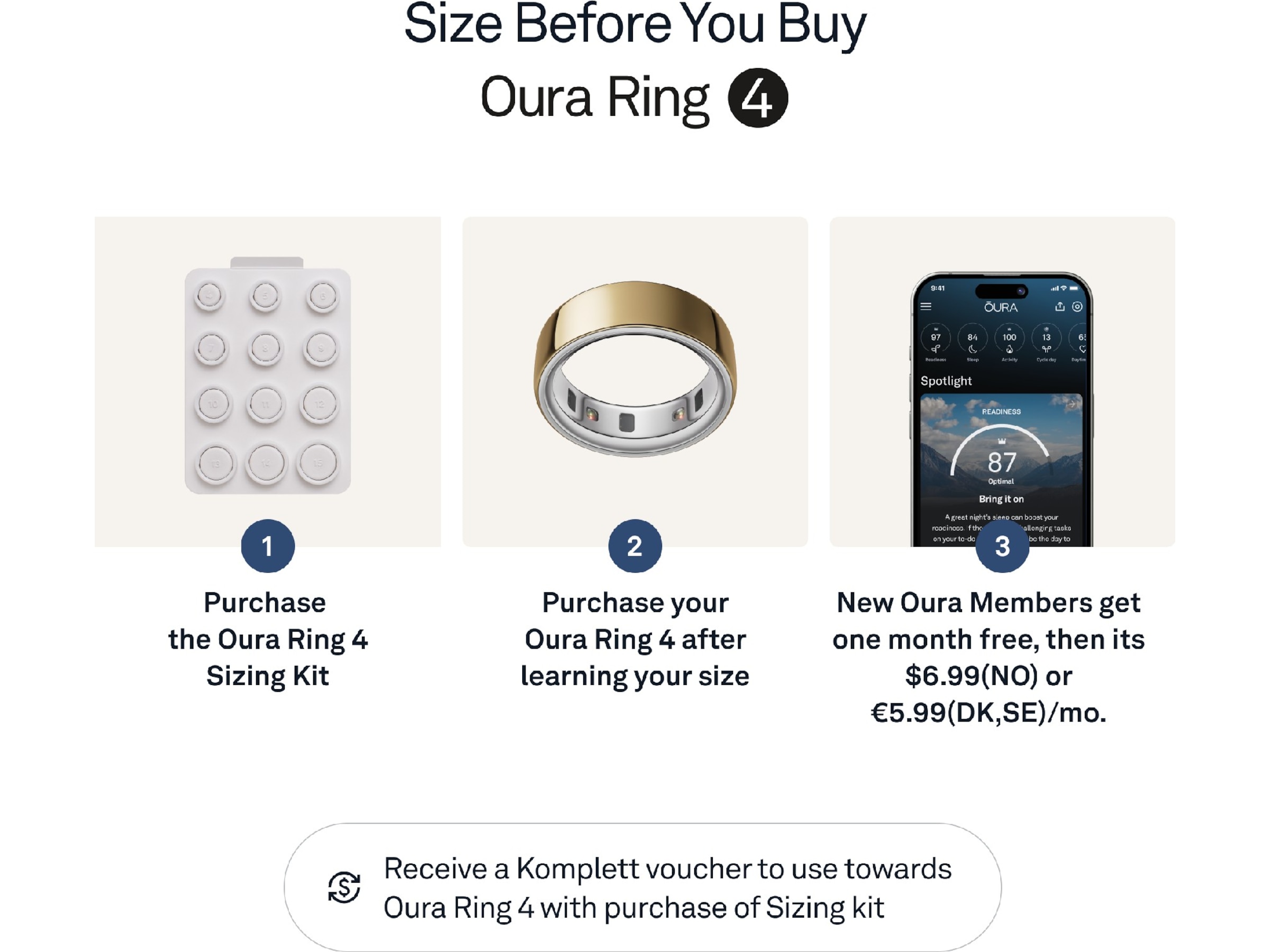 Oura Ring 4 Smart Ring str. 15 (gull) Smart ring