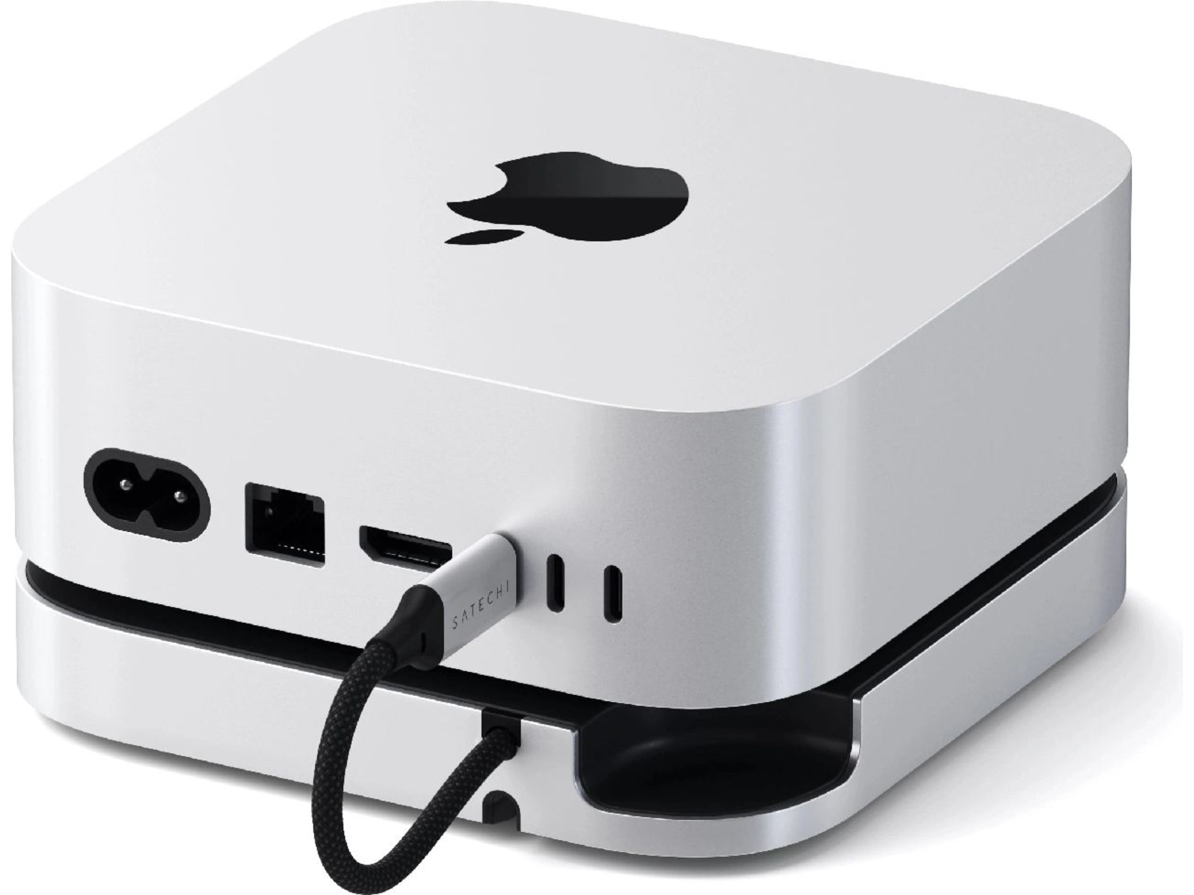 Satechi Mac Mini M4 Stand & Hub (sølv) Dockingstasjon & USB-HUB