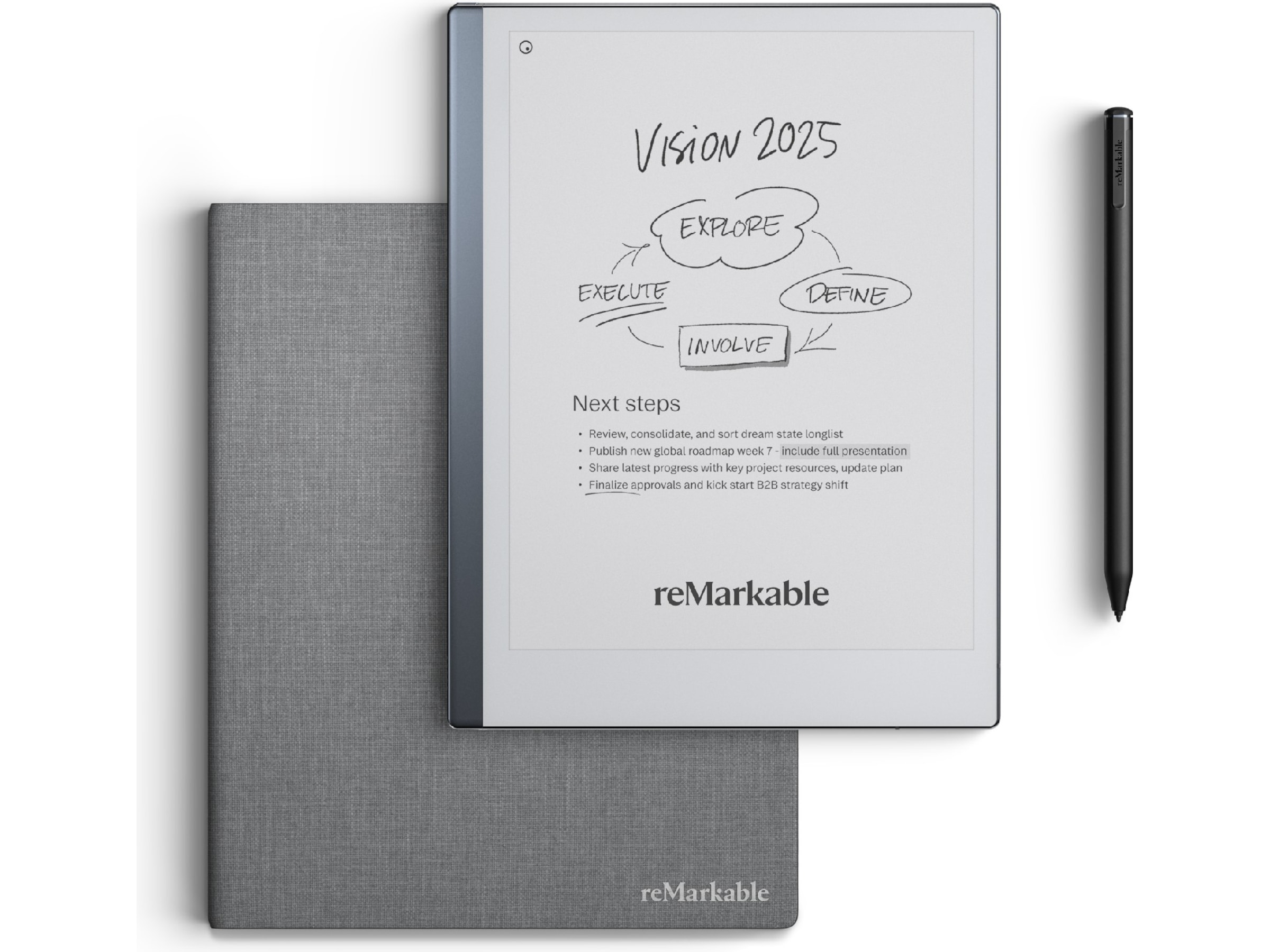 reMarkable 2 10,3" 8GB inkl. Marker Plus og Book Folio (grå polymervev) Digitale notatblokker