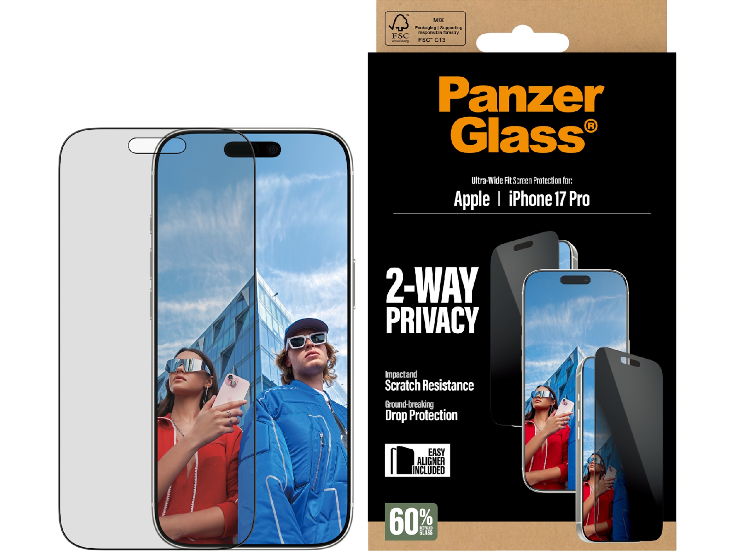 PanzerGlass iPhone 17 Pro 2-way Privacy Skjermbeskytter Skjermbeskytter
