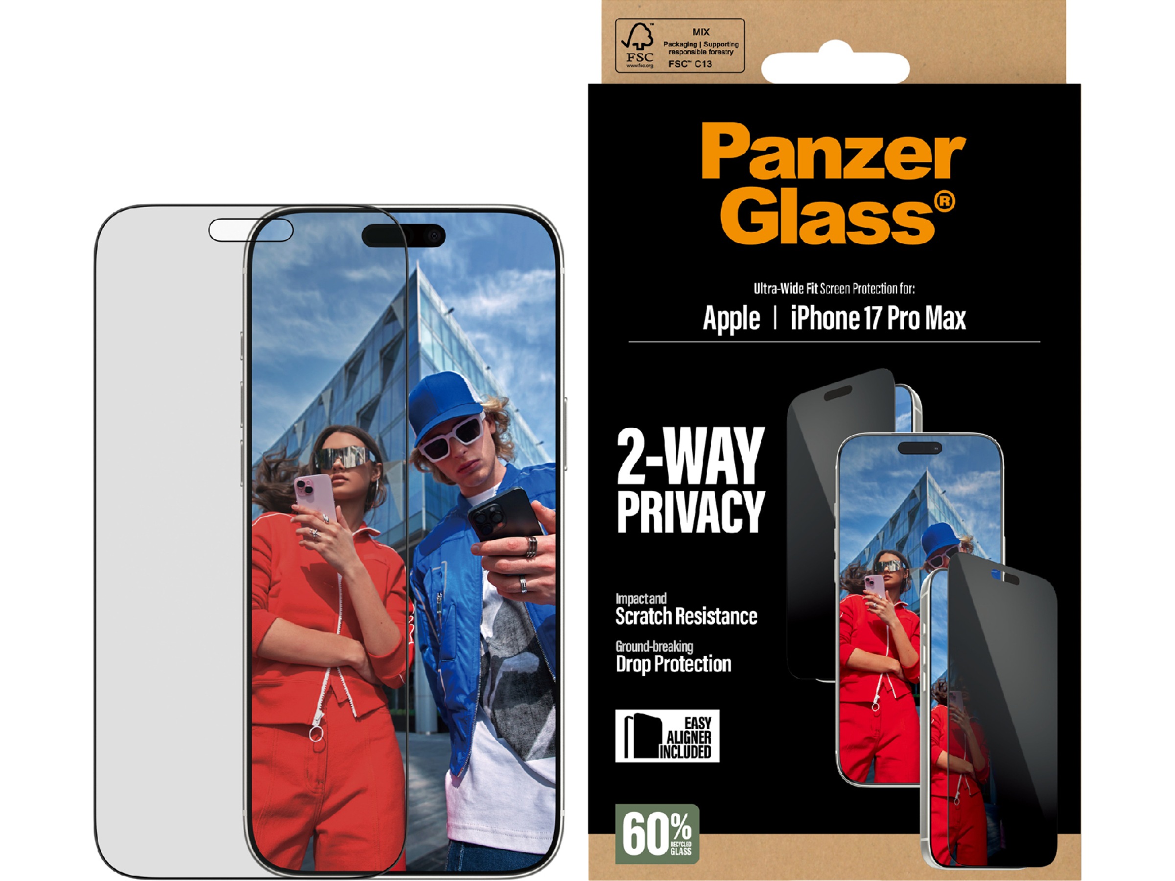 PanzerGlass iPhone 17 Pro Max 2-way Privacy Skjermbeskytter Skjermbeskytter