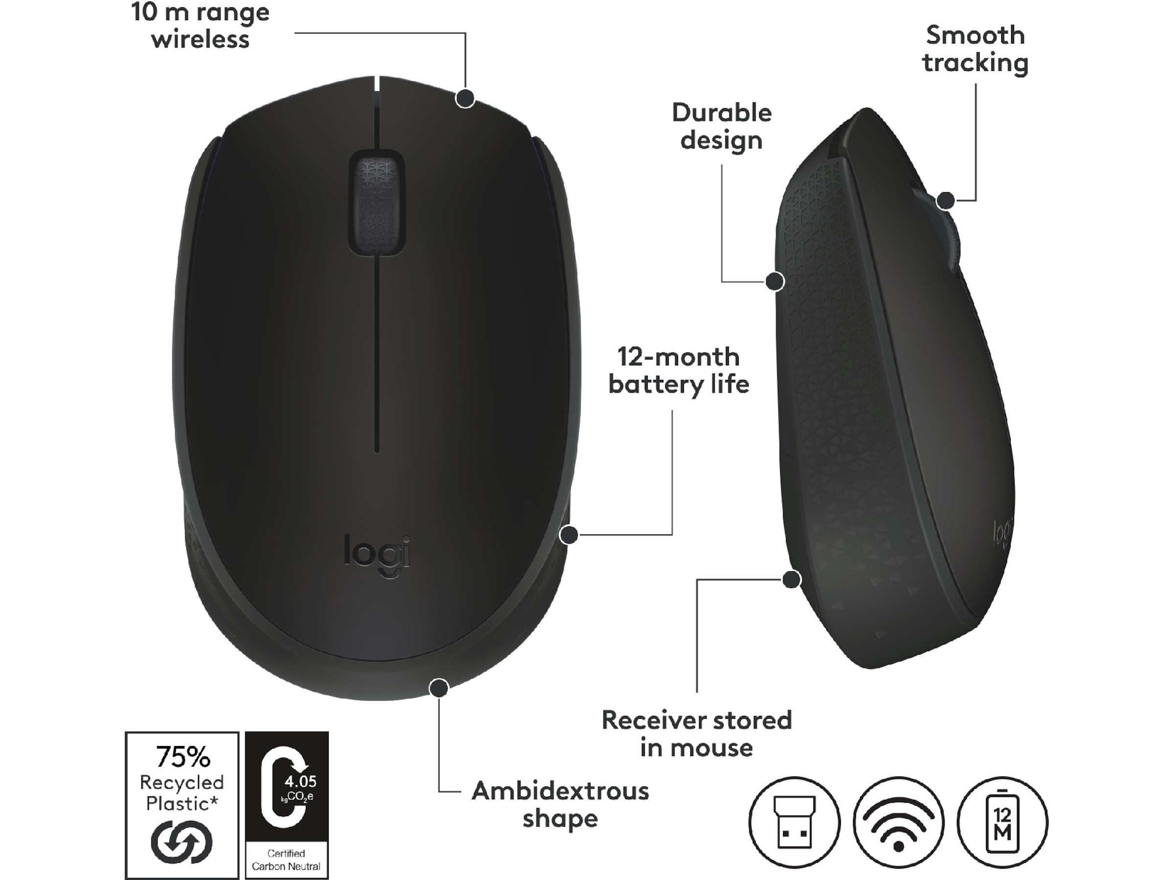 Logitech M171 Trådløs Mus Sort Mus