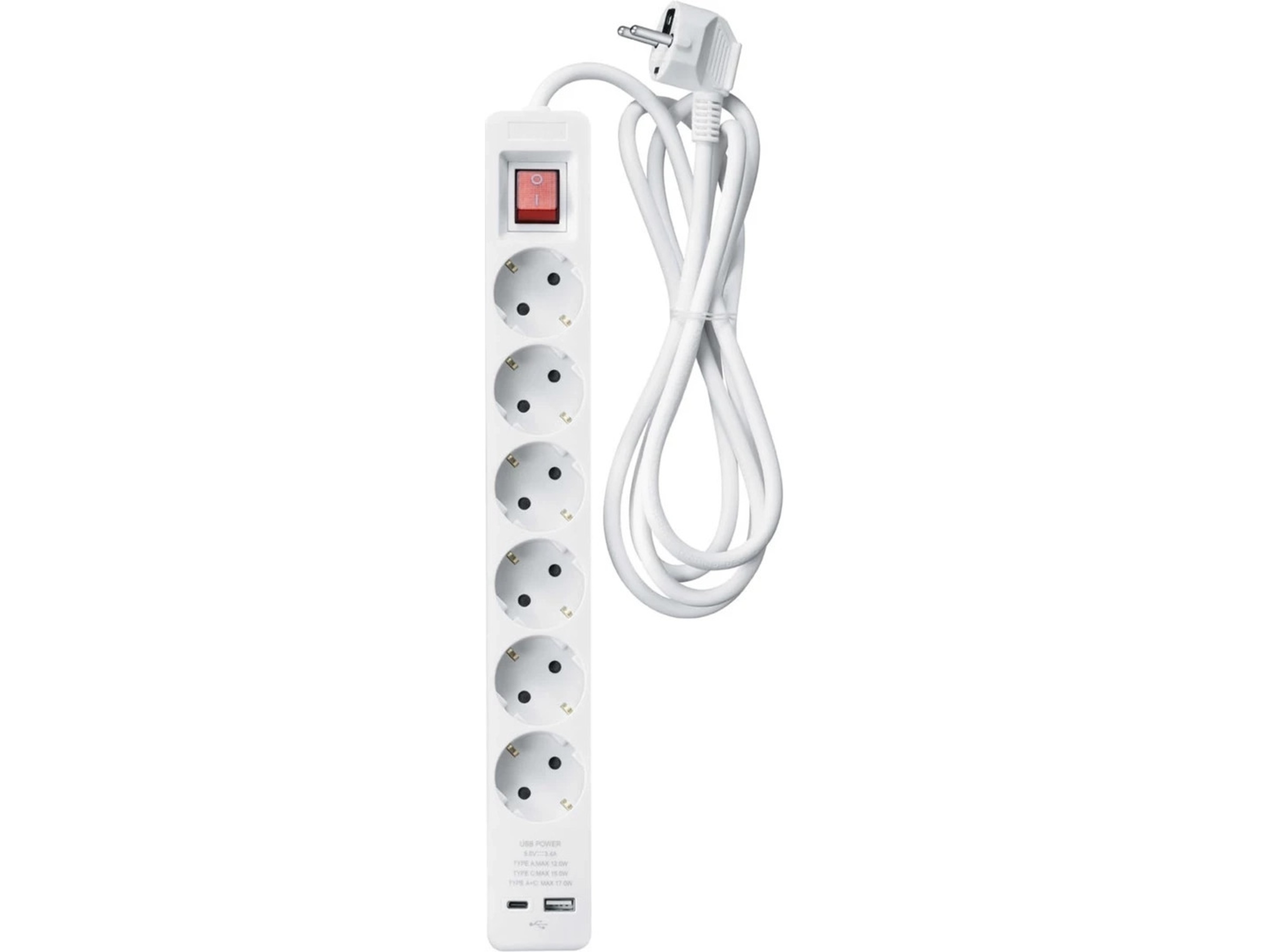 Andersson PWS-C2000 6-veis strømforgrener 3m Skjøtekabel & forgrener