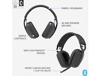 Logitech Zone Vibe 100 trådløst headset (grafittgrå) Hodetelefoner
