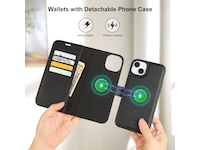 iiglo iPhone 15 Plus 2-i-1 Lommebokdeksel (sort) Mobildeksel