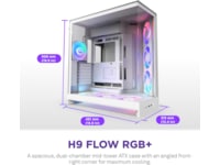 NZXT H9 Flow RGB+ Mid Tower (hvit) Midi tower