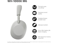 Sony WH-1000XM6 trådløse hodetelefoner, Over-Ear (sølv) Hodetelefoner