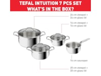 Tefal Intuition 7-delers grytesett rustfritt stål B864S734 Tilbehør til stekeovn og komfyrer