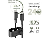 PanzerGlass Racing 240W USB-C kabel, 2m (sort) USB-kabler