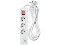 Andersson Strømforgrener 3 uttak 2 USB 1,5m (hvit) 2pk Skjøtekabel & forgrener