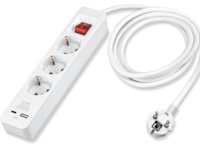 Andersson Strømforgrener 3 uttak 2 USB 1,5m (hvit) 2pk Skjøtekabel & forgrener