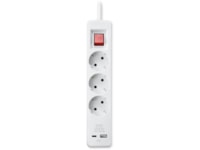 Andersson Strømforgrener 3 uttak 2 USB 1,5m (hvit) 2pk Skjøtekabel & forgrener