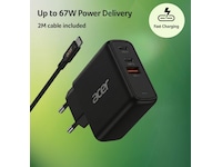 Acer 67W GaN PD-lader med 3 porter Batteri og lader