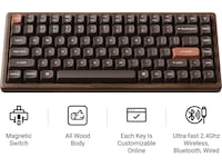 Keychron K2H-F1W-BO mekanisk tastatur 75% trådløst (valnøtt) Gamingtastatur