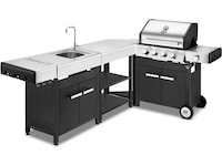 Austin and Barbeque Hjørnebord 90-graders vinkel Vogner til utendørsgriller