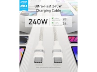 Anker 240W USB-C flettet kabel 0,9m (hvit) USB-kabler