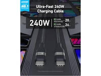 Anker 240W USB-C flettet kabel 1,8m (sort) USB-kabler