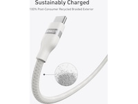 Anker 240W USB-C flettet kabel 1,8m (hvit) USB-kabler