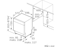 Siemens SN45ZS08CE iQ500 Underbygget oppvaskmaskin (Rustfritt stål) Underbygd oppvaskmaskin