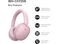 Sony WH-CH735N trådløse hodetelefoner med støydemping (rosa) Hodetelefoner