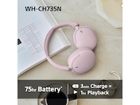 Sony WH-CH735N trådløse hodetelefoner med støydemping (rosa) Hodetelefoner