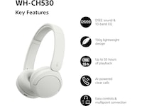Sony WH-CH530 Trådløse Bluetooth Hodetelefoner (hvit) Hodetelefoner