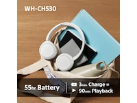 Sony WH-CH530 Trådløse Bluetooth Hodetelefoner (hvit) Hodetelefoner