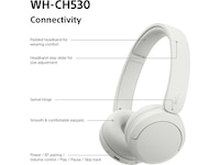 Sony WH-CH530 Trådløse Bluetooth Hodetelefoner (hvit) Hodetelefoner