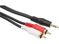 Minijack til RCA kabel 2m (sort) HiFi- & høyttalerkabler
