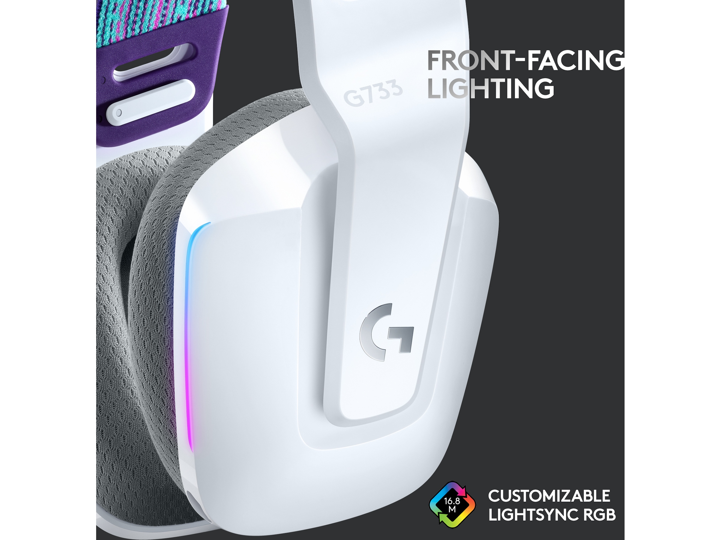 Logitech G733 LIGHTSPEED Trådløst Gaming Headset (hvit). Gamingheadset