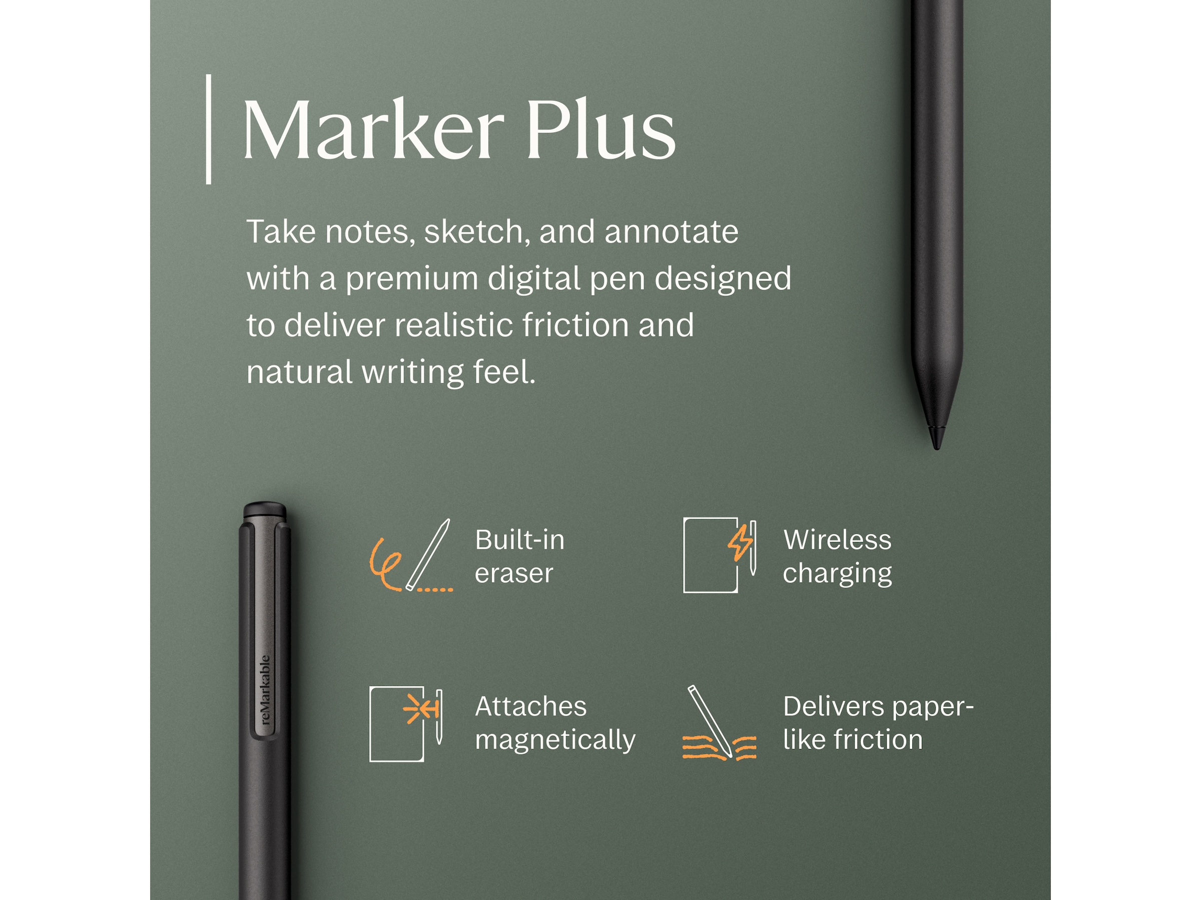 reMarkable Paper Pro 7.3" inkl. Marker Plus & Book Folio (sort skinn) Digitale notatblokker