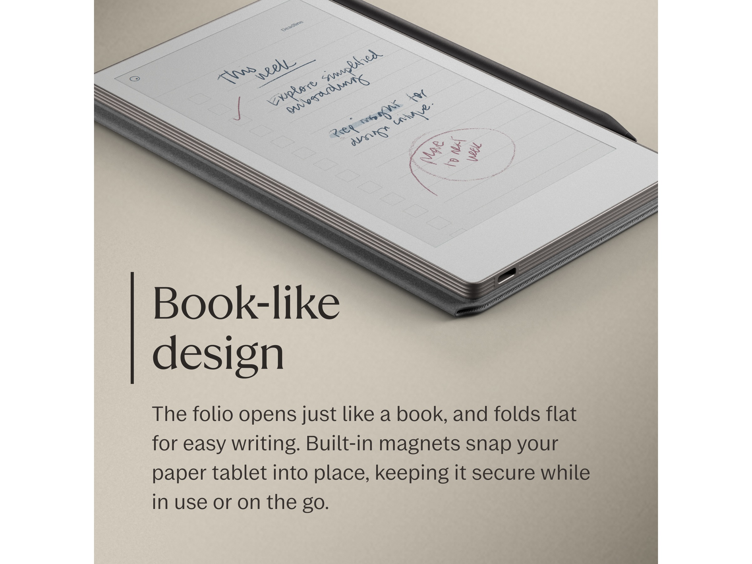 reMarkable Paper Pro Move Book Folio (grå) Tilbehør til digitale notatblokker