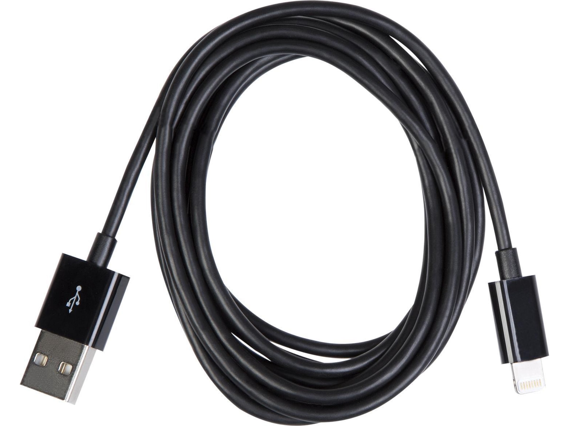 USB A 2.0 male to Lightning male kabel sort 2m USB-kabler