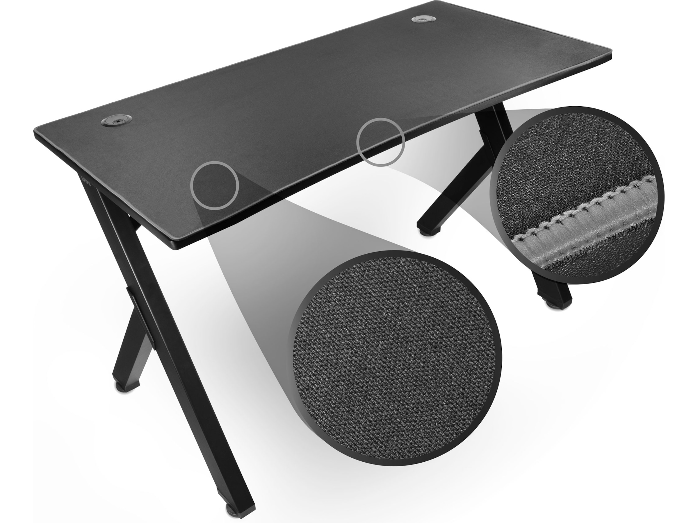 Svive Cygnus Gaming Desk matt sort med grå sømmer Gamingdesk