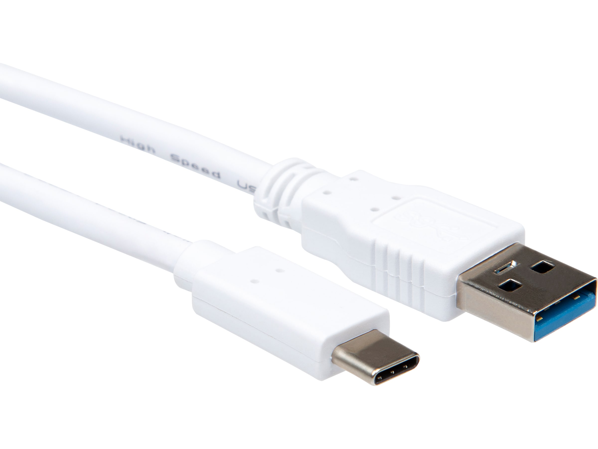 USB-A til USB-C kabel 2m (hvit) USB-kabler
