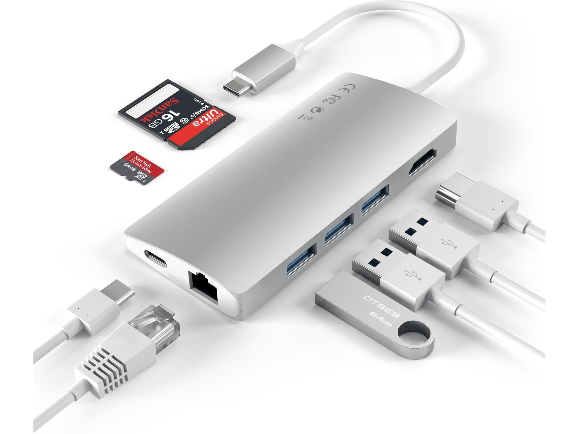 Satechi MultiPort 4K Docking V2 (sølv) Dockingstasjon & USB-HUB