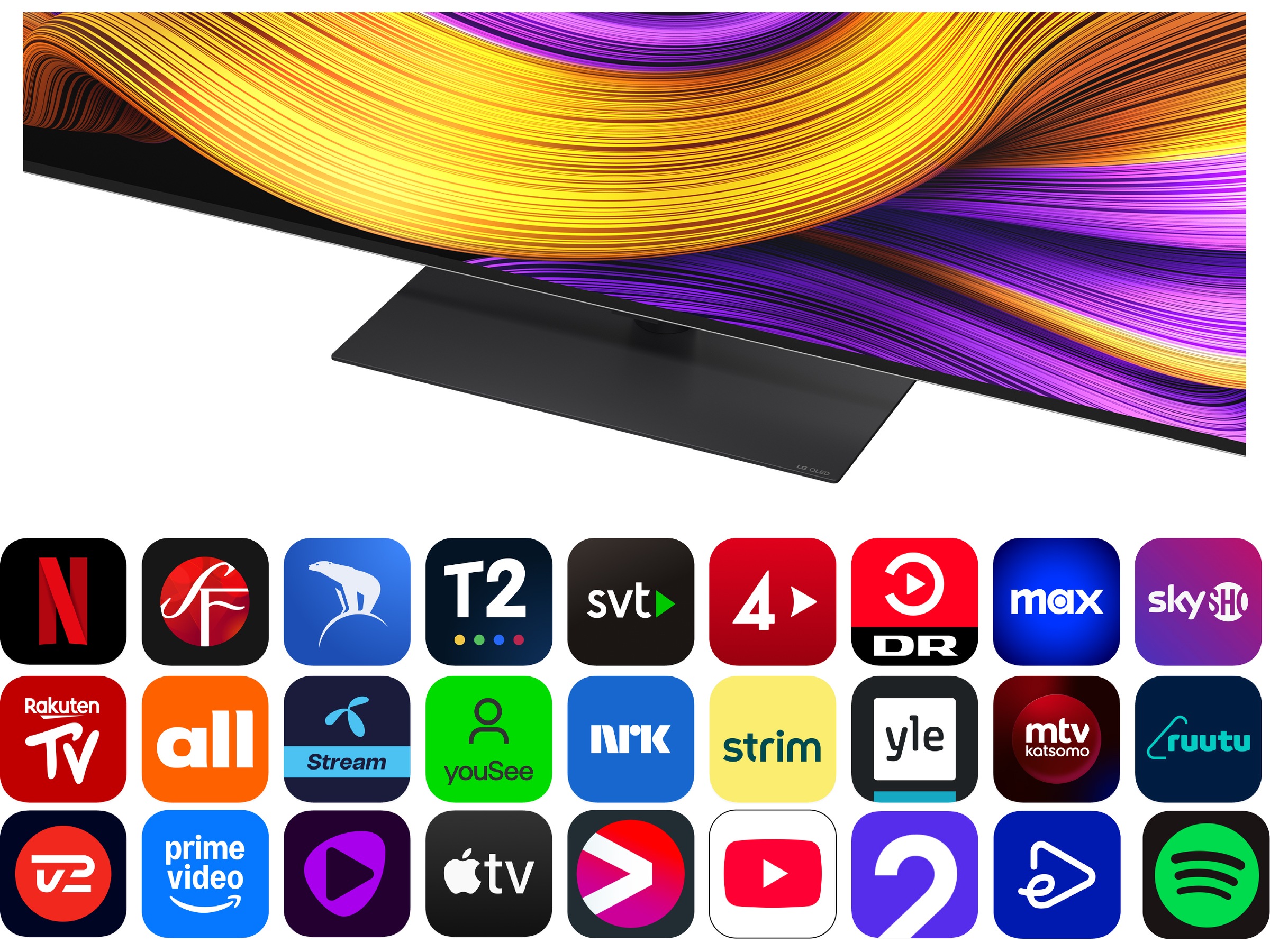 LG 65" G5 AI 4K OLED Smart TV (2025) + lydplanke 60 - 69 tommer TV