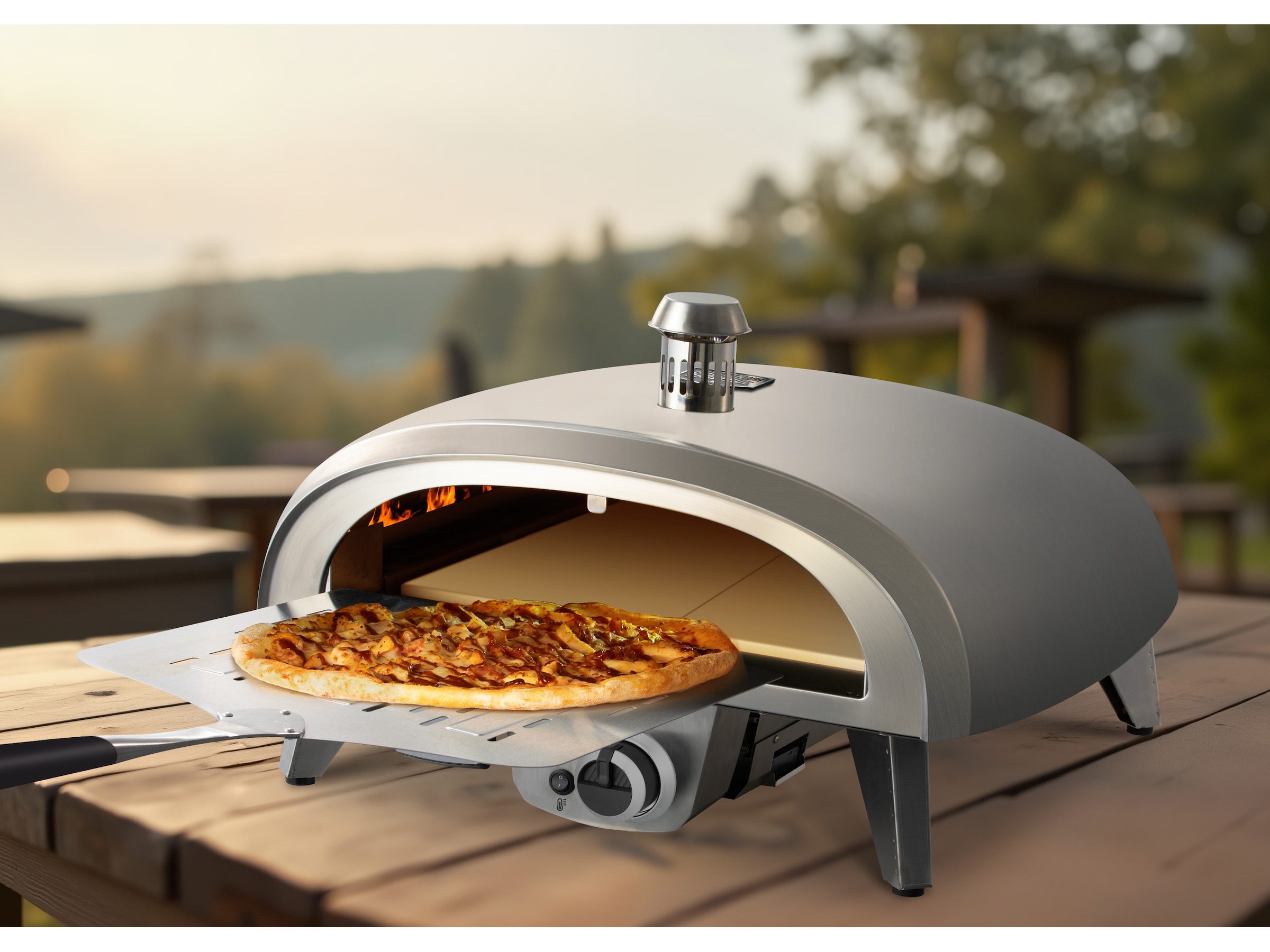Gass pizzaovn 8kW 45cm rustfritt stål Pizzaovner