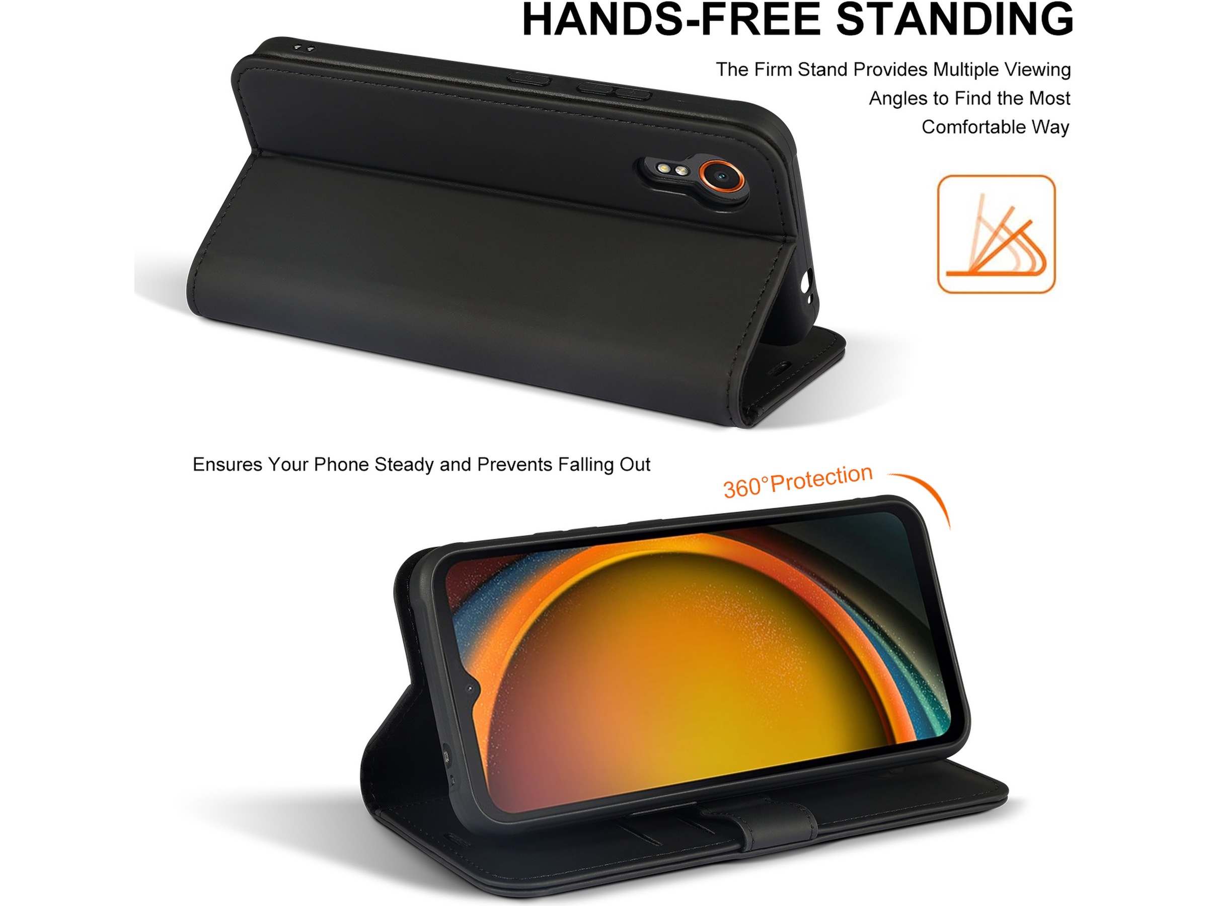 iiglo Samsung XCover 7 Lommebokdeksel (sort) Mobildeksel