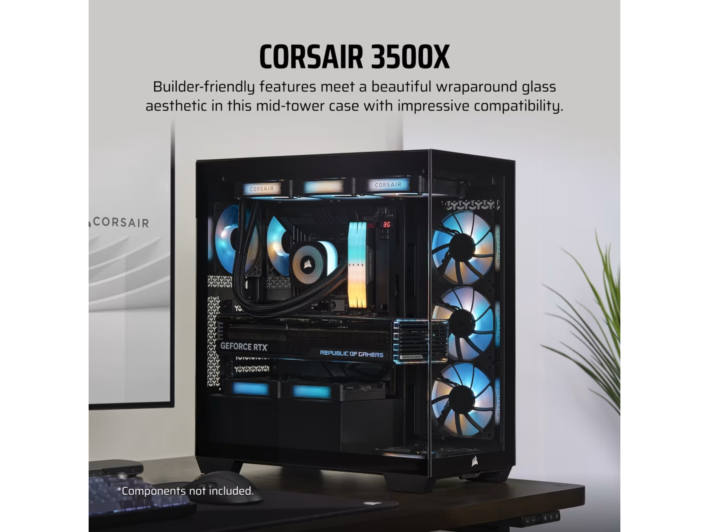 Corsair 3500X Tempered Glass Mid-Tower (sort) Midi tower
