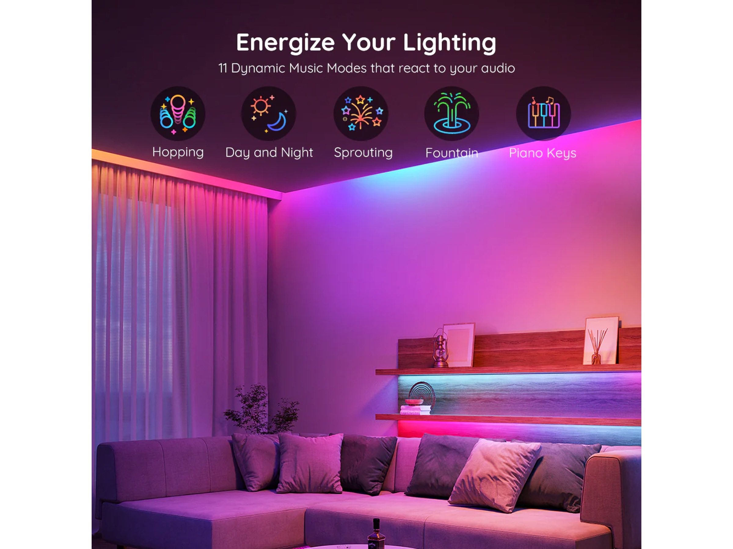 Govee RGB Smart Wi-Fi + Bluetooth LED Strip (2x5m) Led strips & underholdning