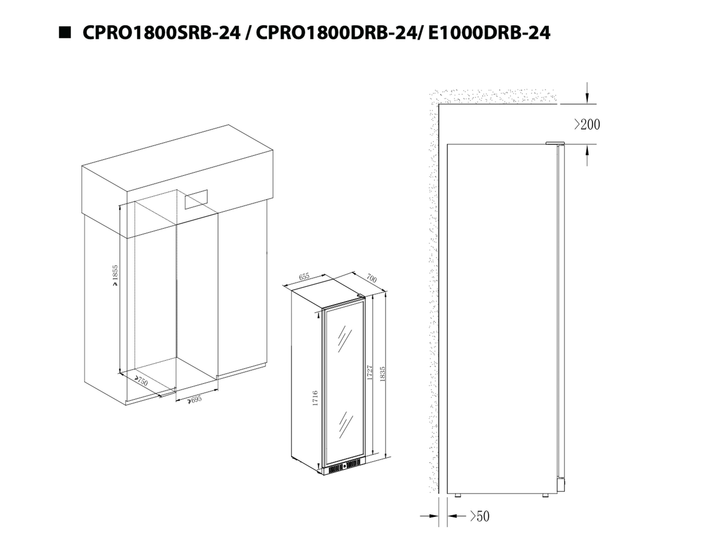 Temptech Elegance E1000DRB-24 vinskap (153 flasker) Frittstående vinskap