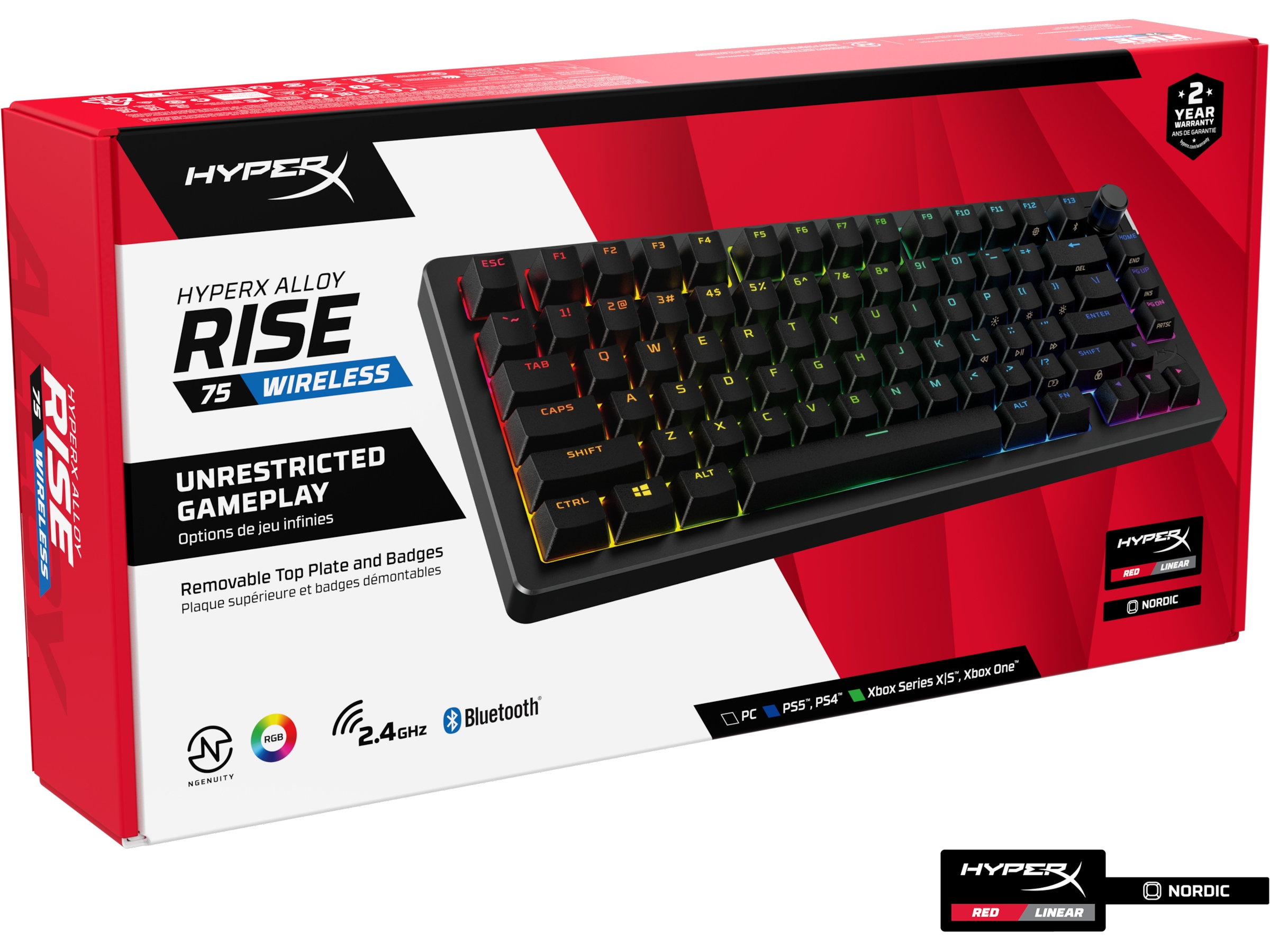 HyperX Alloy Rise 75 trådløst gamingtastatur (sort) Gamingtastatur