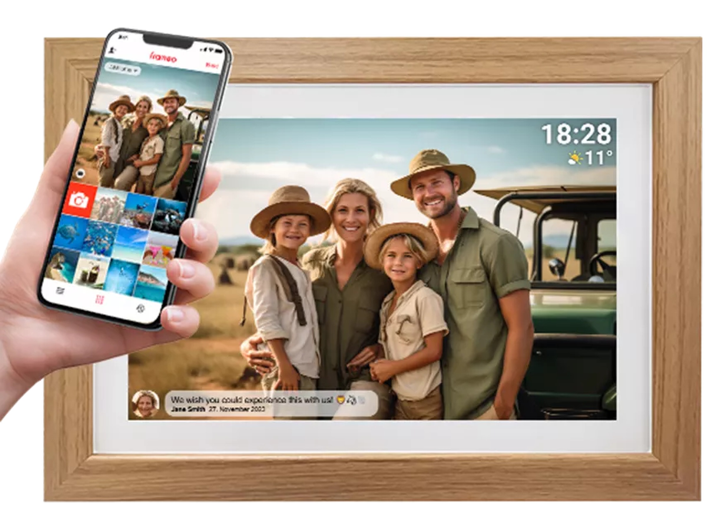 Denver PFF-1042LW 10,1" digital fotoramme (lys eik) TV-ramme & tilbehør